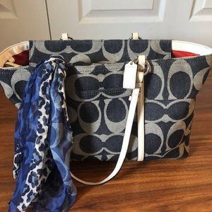 Denim Coach large tote.